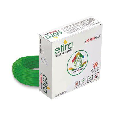 Polycab ETIRA Flame Retardant House Wire PVC Insulated Copper Cable Electric Wire (1 SQMM, Green, 90m)
