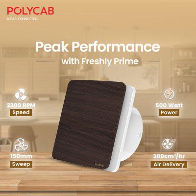 Polycab Freshly Prime 150mm Air Exhaust fan for Kitchen, Bathroom | 3 Year Warranty