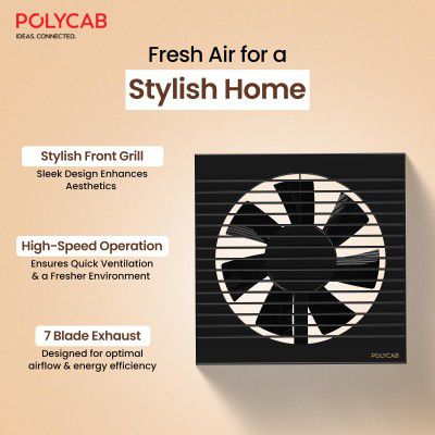 Polycab Freshner Axial 150mm Air Exhaust fan/Ventilation [ Black ]
