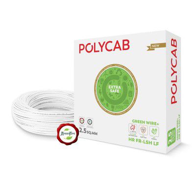 Polycab Green Wire+ 90M coil |1 SQ MM|Heat resistant upto 900 C | Low smoke | Low toxic fumes | GreenPro certified | 99.97% high purity copper | Rodent protection | Eco friendly (White),Pack of 24