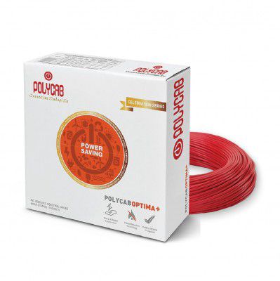 Polycab OPTIMA+ 1sqmm 90M coil | Flame Retardant | Lead free | PVC insulated housewire [Red]