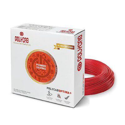 Polycab Optima Plus FR-LF 0.75 SQ-MM, 90 Meters PVC Insulated Copper Wire Single Core Flexible House Cable for Domestic & Industrial Connections Electric Wire (Red)