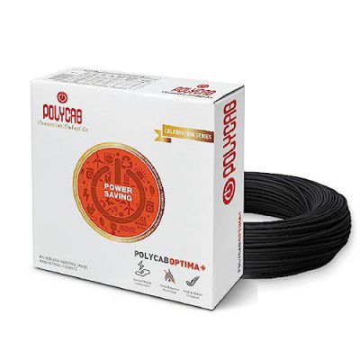 Polycab Optima Plus FR-LF 1 SQ-MM, 90 Meters PVC Insulated Copper Wire Single Core Flexible House Cable for Domestic & Industrial Connections Electric Wire (Black)