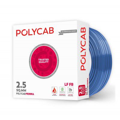 Polycab Primma 90m, 1sqmm. •Heat Resistant •Eco Friendly • Lead free PVC insulation •Mositure resistant •Flame Retardant •99.97% Electrolytic Grade Copper | Blue