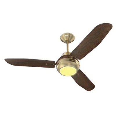Polycab Superia Lite SP01 1200 mm 1 star Designer Ceiling Fan with LED Underlight and Rust-Proof Wooden Finish Blades (Antique Brass Darkwood)