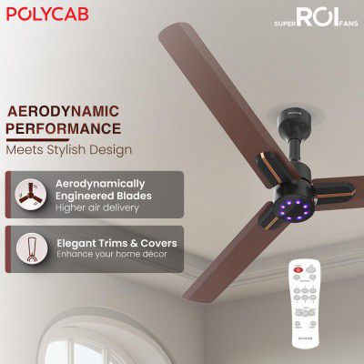 Polycab Wizzy Neo LED 2.0 1200mm BLDC Ceiling Fan with remote (Matt Brown Copper)