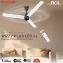 Polycab Wizzy Plus LED BLDC Ceiling Fan 1200mm|BEE 5 Star Rated, Higher Air Delivery| 3 Years Warranty (White Black)...