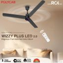 Polycab Wizzy Plus LED BLDC Ceiling Fan 1200mm|BEE 5 Star Rated, Higher Air Delivery|3 Years Warranty (Matt Black)...