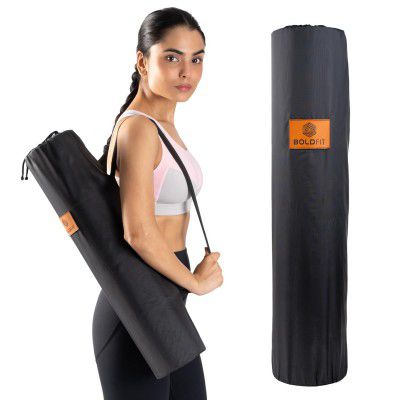 Boldfit Black Polyester Exercise Carrier with Drawstring & Strap (Fits up to 10 mm)