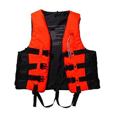 Polyester Safety Adult's Life Jacket, Life Saving Jacket for Swimming Guard, Drifting Boating (Orange)