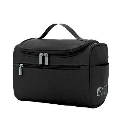 Polyester Women's Multi Functional Travel Toiletry Hanging Makeup Organiser Bag (Black)