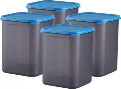 POLYSET Magic Seal Square Container 5500ML Black Bottom Blue Lid, - 5500 ml Plastic Utility Container (Pack of 4, Blue)