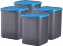 POLYSET Magic Seal Square Container 5500ML Black Bottom Blue Lid, - 5500 ml Plastic Utility Container (Pack of 4, Blue)...