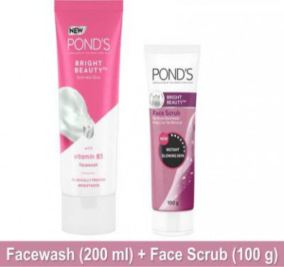 PONDs Bright Beauty Facewash 200ml & Scrub 100g (2 Items in the set)  (2 Items in the set)