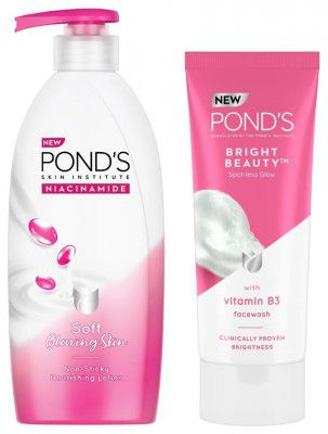 PondS Bright Beauty Spot-Less Fairness Facewash 200g & POND'S Triple Vitamin Moisturising Body Lotion 275 ml