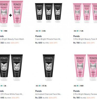 Myntra : UP TO 72% OFF - Ponds Face Wash And Cleanser