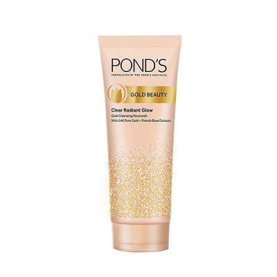 PONDS Gold Beauty Gold Cleansing Face Wash, 24K Pure Gold, French Rose Extracts, Clear Radiant Glow, Removes Dullness, Illuminated Glow, 100 g
