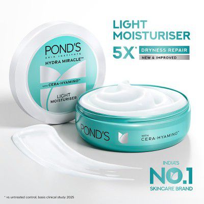 POND'S Light Cream Moisturiser with Cera-Hyamino for 5X Dryness Repair for Ultimate Soft, for all skin types, 200ml