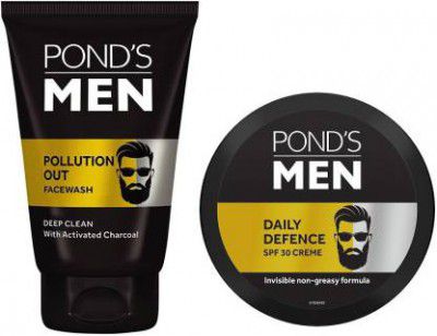 Ponds Men Men Pollution Out Facewash & Daily Defence Face Cream(155 g)  (2 Items in the set)