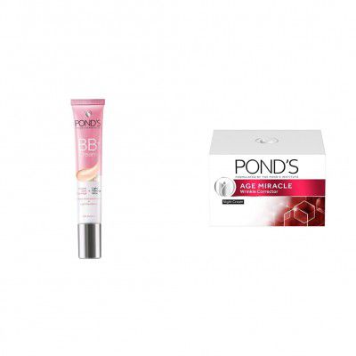Pond's White Beauty BB+ Fairness Cream 01 Original, 18 g And Pond's Age Miracle Wrinkle Corrector Night Cream, 50g