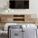 Pooja Art Enterprises Solid Wood Cabinet 6 Door 2 Open Shelf Storage for Living Room Bedroom, Hall & Home, Natural...
