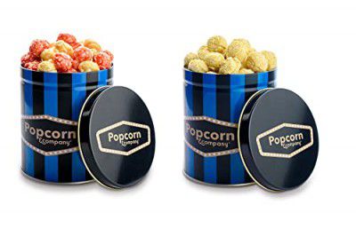 Popcorn & Company Festive Gift Combo Pack of 2 Tins (Red Velvet & Lemon Pepper Popcorn) - 190 GM