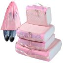 POPCUBE Premium Packing Cubes for Travel – Quilted Packing Cubes for Travel–Travel Bag Organisers for luggage for Men & Women – Set of 5 Packing Bags with a Shoe Bag for Clothes, Shoes.(Pink)...