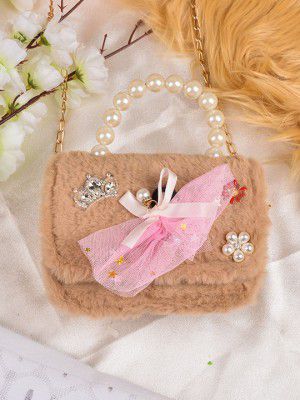 POPLINSBrown Embellished Structured Sling Bag