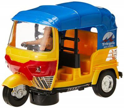 PoPo Toys Auto Rickshaw 360 Degree Rotation Acousto-Optic Toy|Dancing Toy with 5D Lights & Music|Bump & Go Functions|, Multicolor