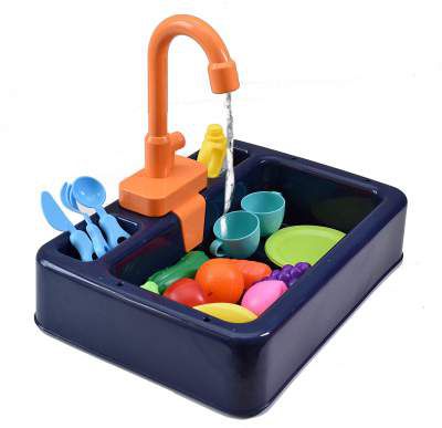Popsugar Pretend Play Kitchen Sink Toys with Vegetables and Fruits