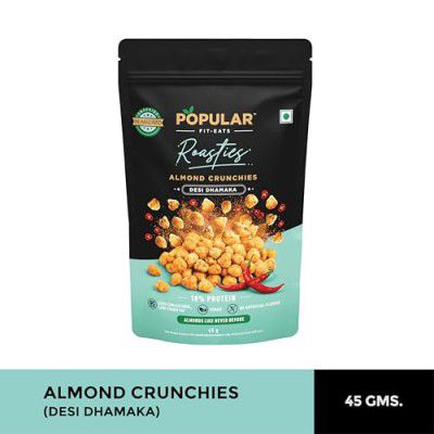 Popular Roasties Almond Crunchies Desi Dhamaka, 45 Gm (Pack Of 3)