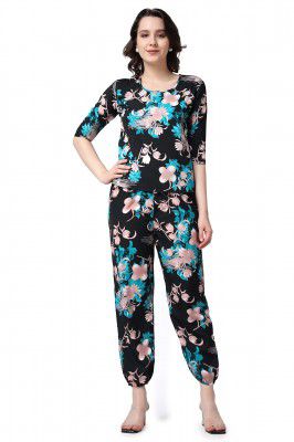 POPWINGS Casual Sky Blue Floral Printed Regular Relaxed Loose Fit Women Co-Ords Set