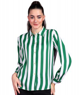 POPWINGS Printed Full-Sleeves Regular-Fit Polyester Printed Shirt for Women Stylish Western Casual Wear