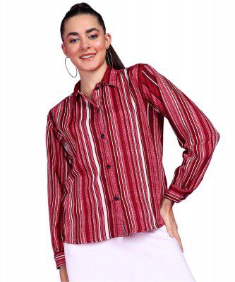 POPWINGS Women Casual Sky Blue Floral Printed Shirt | Collar Button Shirt | Full Sleeve Shirt | Trendy Shirt | Regular Casual Shirt