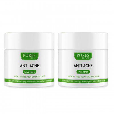 Pores Be Pure Face Mask | Anti Acne Clay Face Pack with Neem, Tea Tree for Refreshing & Refining Acne Prone Skin - No Parabens, Sulphate 100 gm (1)