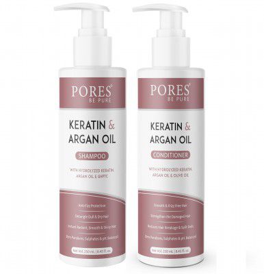 PORES BE PURE Keratin & Argan Oil Shampoo and Conditioner Combo 