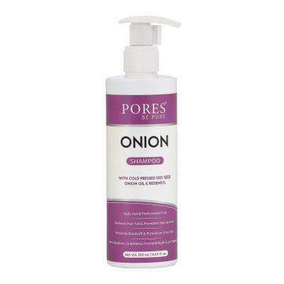 PORES Be Pure Onion Shampoo with Redensyl | Cold Pressed Red Seed Onion Oil for Hair Fall Control