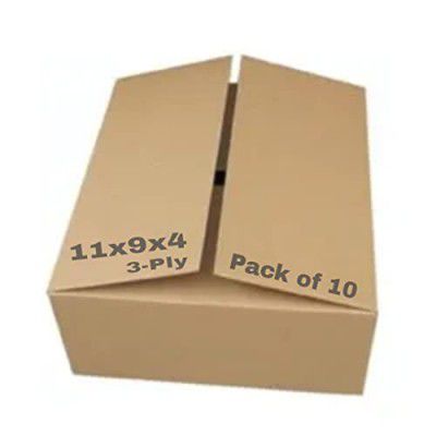 Porpoise 3-Ply 11x 9x 4 inch 10 piece Corrugated Box Cardboard Packing (11 x 9 x 4 Inch_10pc)
