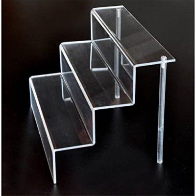 Porpoise Acrylic Riser Stand Shelf, Golu Stand, 3 Steps Display, 12 inch * 9 inch * 9 inch -Big, Display For Cupcake, Collectibles, Toys, Gifts, Plants, Mousse Jar (Transparent 5 mm thickness)