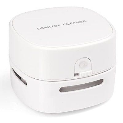 Portable Mini Vacuum Cleaner, Handheld Table Dust Sweeper Energy Saving, Desktop Crumb Sweeper for Keyboard/Home/School/Office (White)