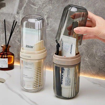 Portable Transparent Toothbrush Cover case Toothbrush Holder (1, Brown)