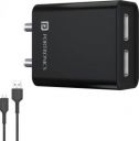 Portronics 12 W 2.4 A Wall Charger for Mobile with Detachable Cable  (Black, Cable Included)...