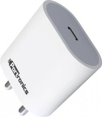 Portronics 20 W 3 A Wall Charger for Mobile  (White)