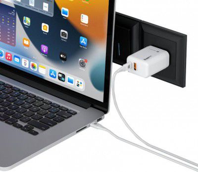 Portronics 65 W Quick Charge 3 A Wall Charger for Mobile with Detachable Cable (White, Cable Included)