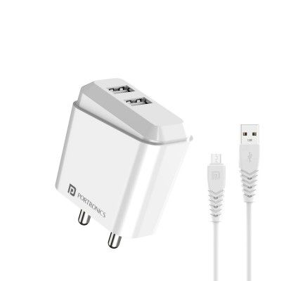 Portronics Adapto 42 M 2.4A Charger with Dual USB Port, 12W Max Output