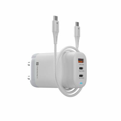 Portronics Adapto 65X Adapter/Charger 65W with Triple Output (USB +PD)
