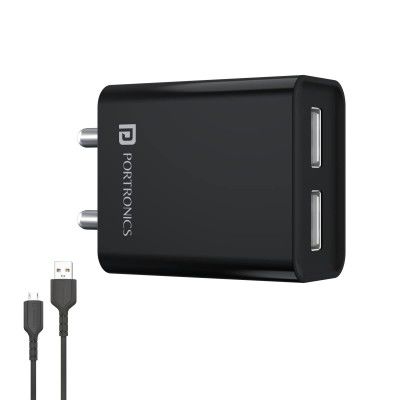 Portronics ADAPTO 66 POR-1066 2.4A Dual USB Ports Charging adapter