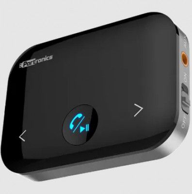 PORTRONICS Auto 14 Wireless 2-in-1 Audio Adaptor (One Button Control, POR-1153, Black)