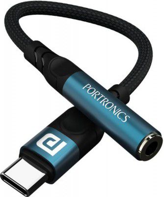 Portronics Black iKonnect C Pro Type C to 3.5 mm Audio Jack Connector Phone Converter  (Smart Chipset)