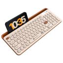 Portronics Bubble 3.0 Wireless Keyboard with Bluetooth + 2.4 GHz USB Receiver, Rechargeable Battery, Dual Height Adjustment, Multimedia Hotkeys with Numpad, for Laptop, PC, Smartphone, Tablet(Beige)...